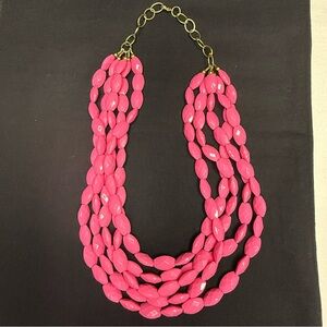Vintage 5-Strand Pink Faceted Bead Necklace